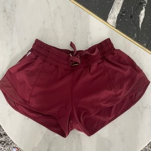 Maroon Lululemon Hotty Hot Shorts 2.5”